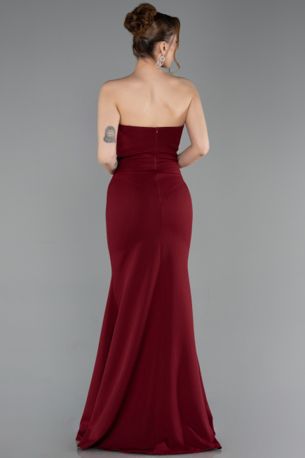 Abendkleid im Meerjungfrau-Stil Lang Weinrot ABU6092