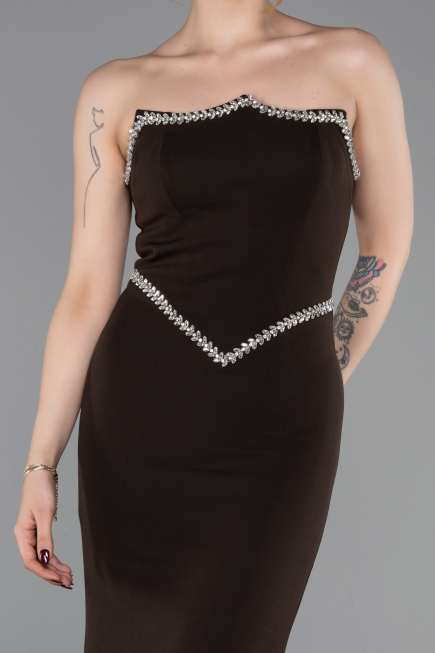 Abendkleid im Meerjungfrau-Stil Lang Braun ABU6092