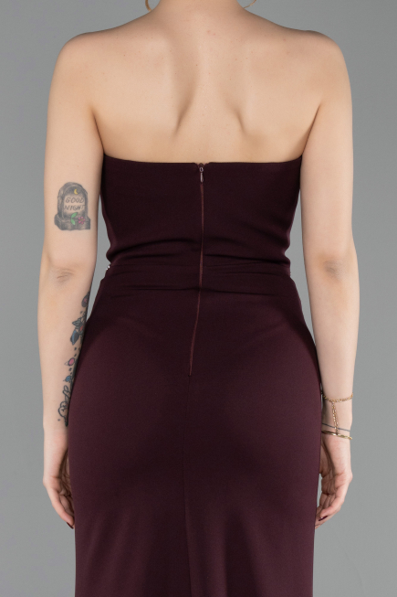 Abendkleid im Meerjungfrau-Stil Lang Kirschrot ABU6092