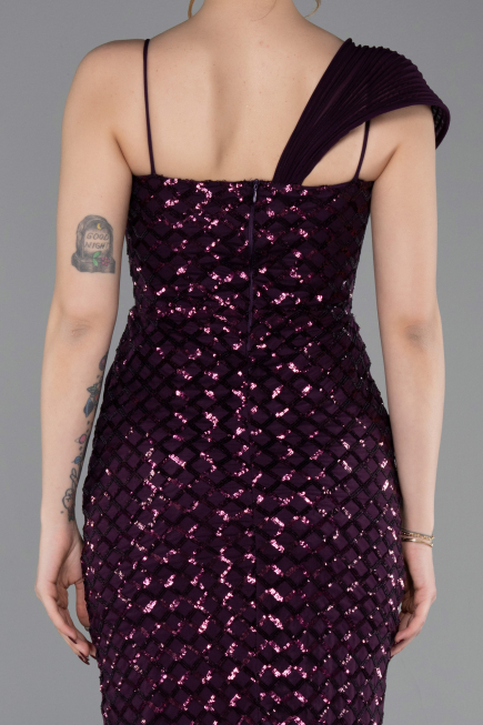 Abschlusskleid Lang Schuppig Violett dunkel ABU6075