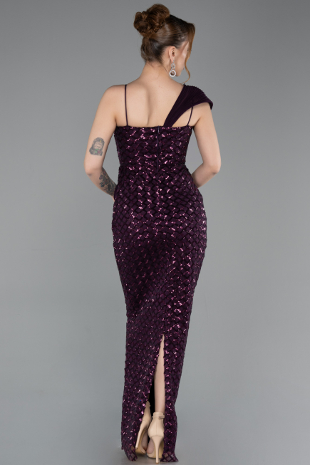 Abschlusskleid Lang Schuppig Violett dunkel ABU6075