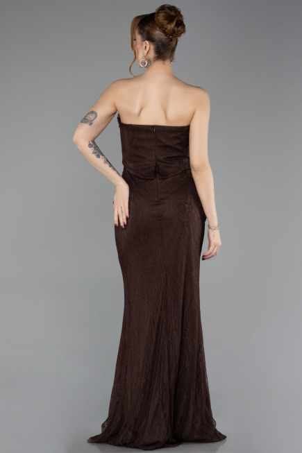 Abendkleid Lang Spitze Braun ABU6089