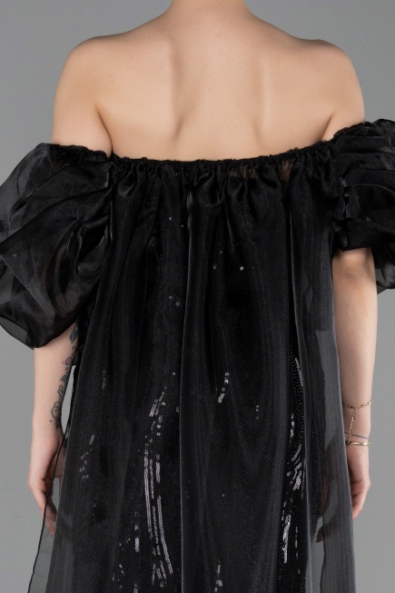 Abendkleid Lang Schuppig Schwarz ABU6099