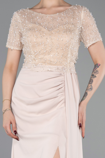Abendkleid Lang Spitze Beige ABU6100