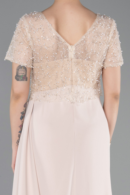 Abendkleid Lang Spitze Beige ABU6100
