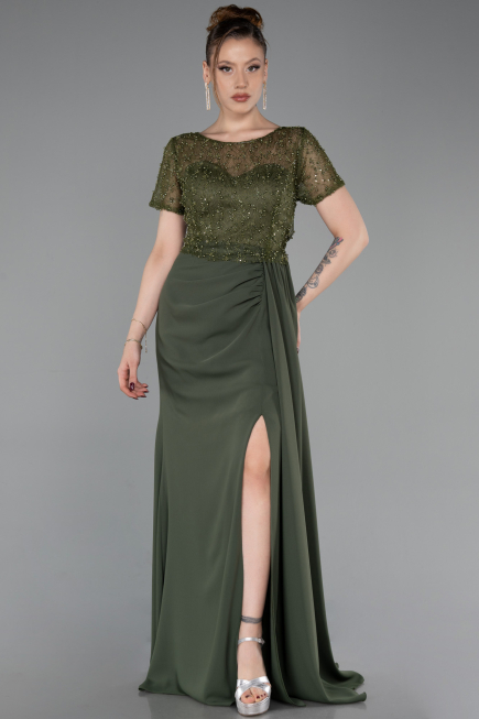 Abendkleid Lang Spitze Khaki ABU6100