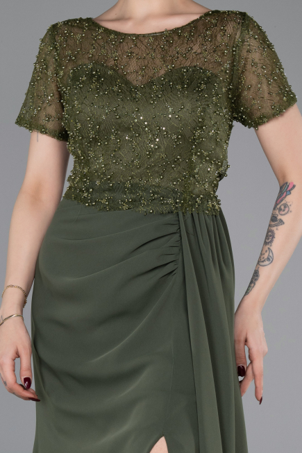 Abendkleid Lang Spitze Khaki ABU6100