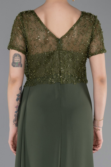 Abendkleid Lang Spitze Khaki ABU6100
