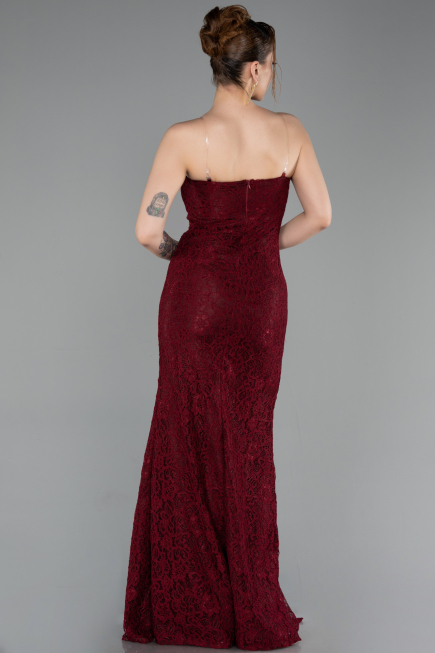 Abschlusskleid Lang Spitze Weinrot ABU6077