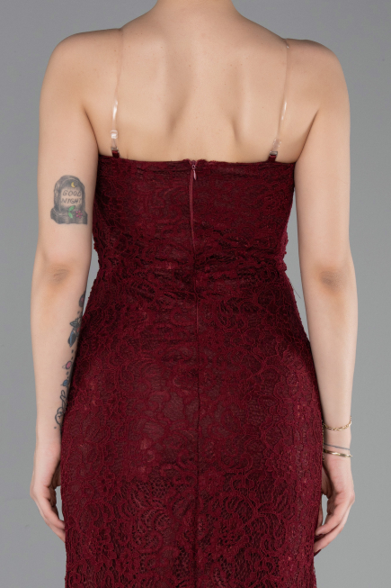 Abschlusskleid Lang Spitze Weinrot ABU6077