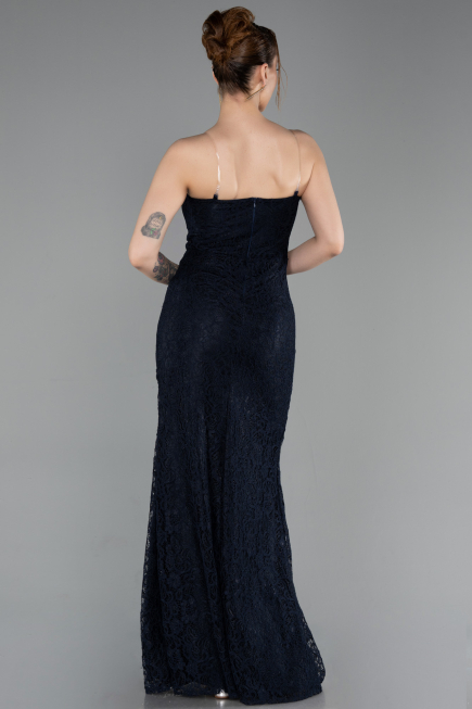 Abschlusskleid Lang Spitze Marineblau ABU6077