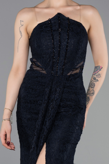 Abschlusskleid Lang Spitze Marineblau ABU6077