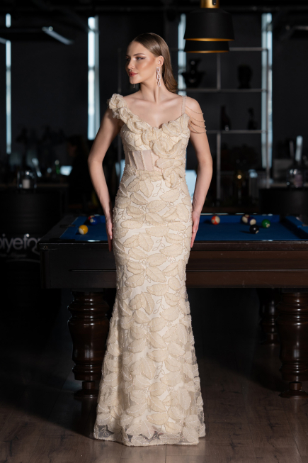 Abendkleid Lang Beige ABU6059