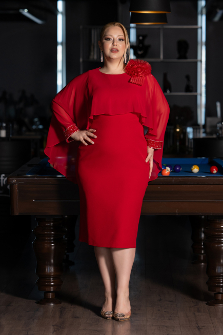 Partykleid in Übergröße Midi Rot ABK2383