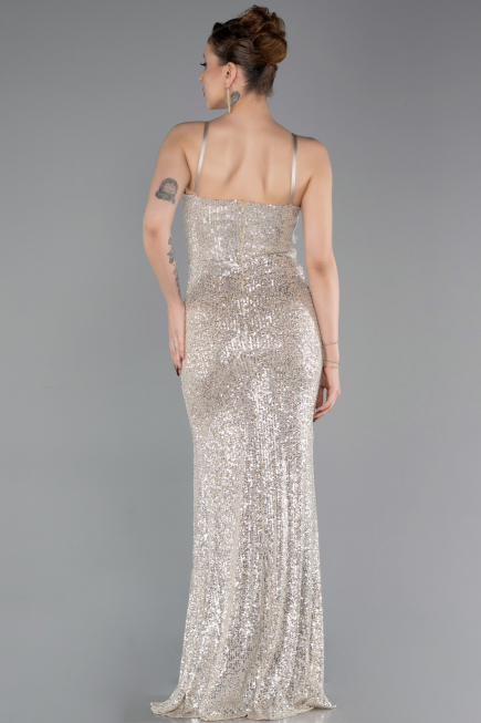 Abschlusskleid Lang Beige ABU6106