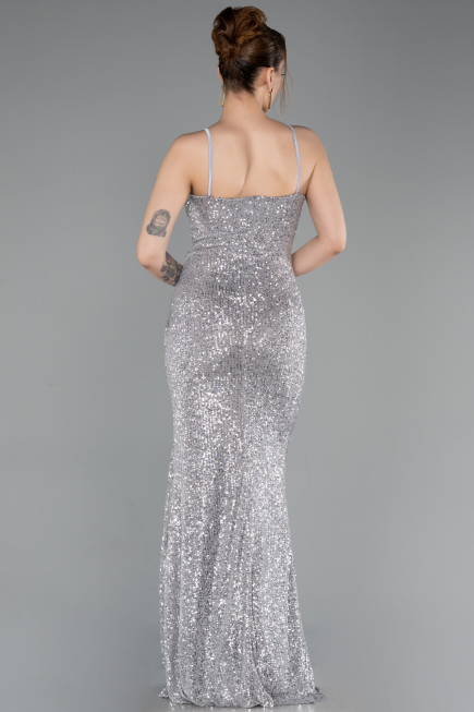 Abschlusskleid Lang Silber ABU6106