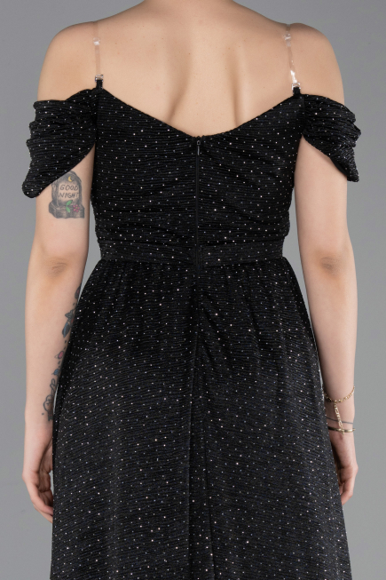Abendkleid Lang Schwarz-Silber ABU6107
