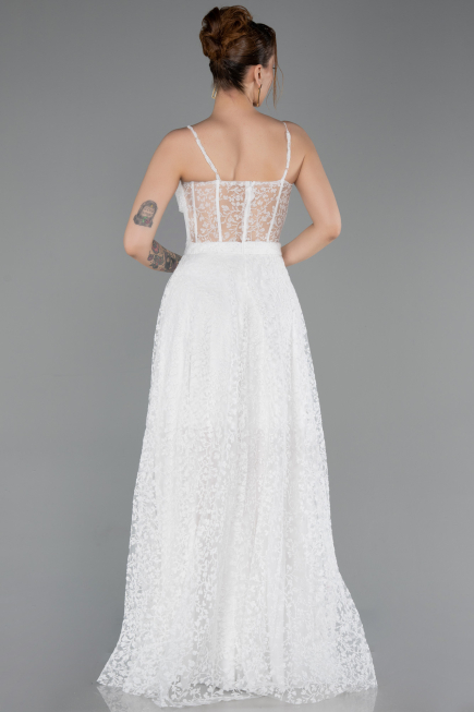 Abendkleid Lang Weiß ABU6108