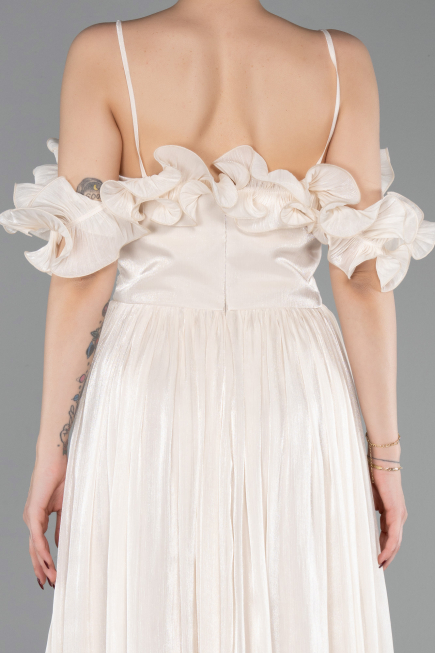 Abschlusskleid Lang Chiffon Beige ABU6110