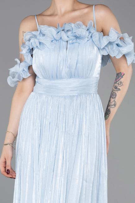 Abschlusskleid Lang Chiffon Eisblau ABU6110