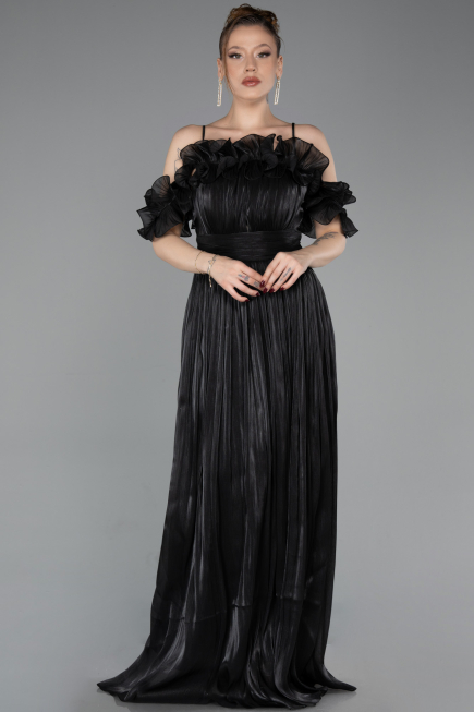 Abschlusskleid Lang Chiffon Schwarz ABU6110