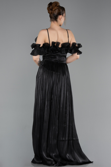Abschlusskleid Lang Chiffon Schwarz ABU6110