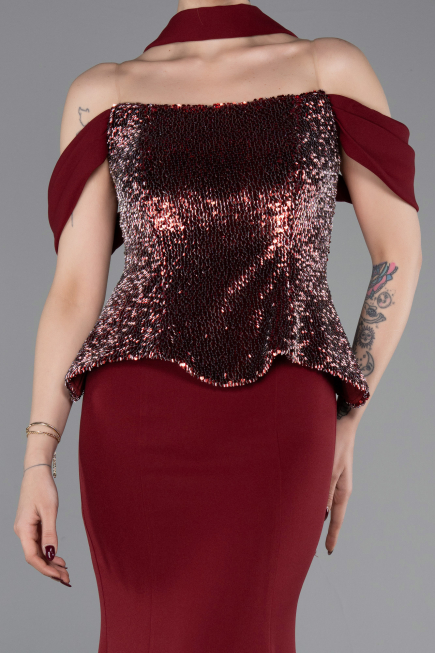 Abendkleid Lang Weinrot ABU6094