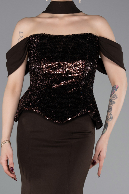 Abendkleid Lang Braun ABU6094