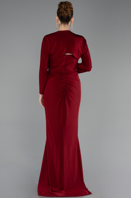 Abendkleid in Übergröße Lang Weinrot ABU6097