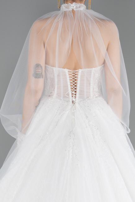 Hochzeitskleider Lang Spitze Weiß ABG193