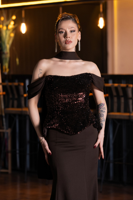 Abendkleid Lang Braun ABU6094