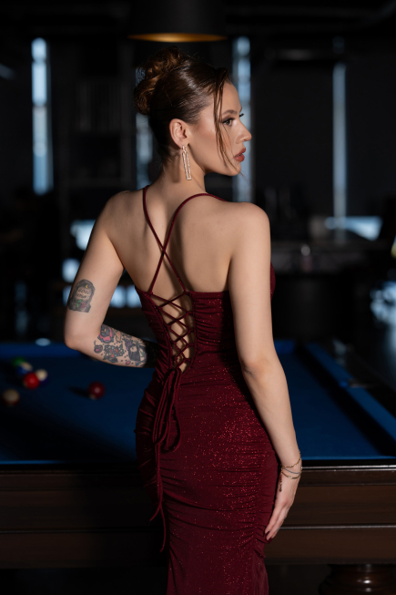 Abschlusskleid Lang Weinrot ABU6115