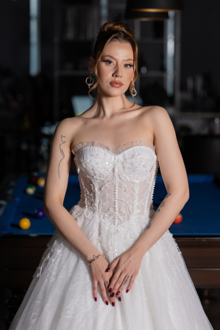 Hochzeitskleider Lang Spitze Weiß ABG193