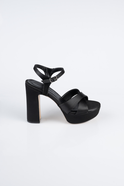 Plateauschuhe Satin Schwarz ABS2104