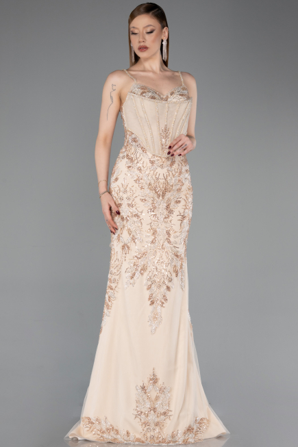 Designer Abendkleid Lang Gold ABU6116