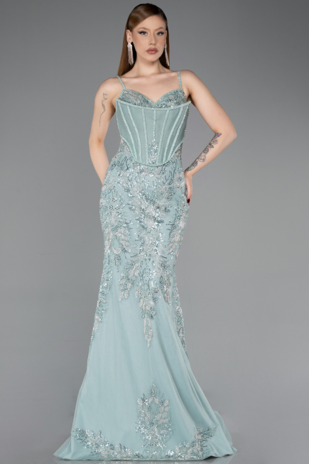 Designer Abendkleid Lang Minzgrün ABU6116