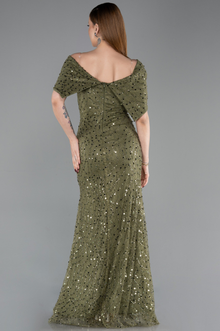 Abschlusskleid Lang Spitze Khaki ABU6119
