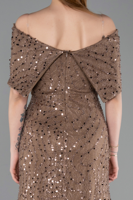 Abschlusskleid Lang Spitze Braun ABU6119