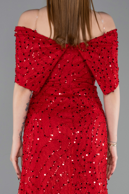 Abschlusskleid Lang Spitze Rot ABU6119