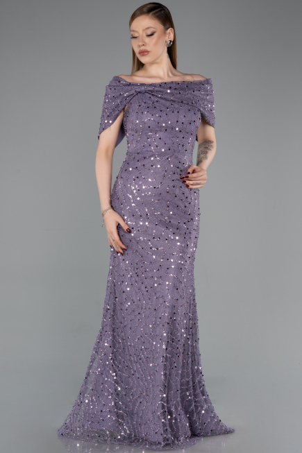 Abschlusskleid Lang Spitze Lila ABU6119