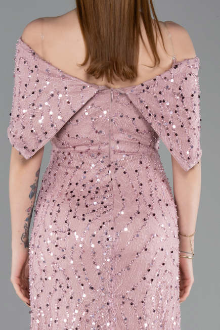 Abschlusskleid Lang Spitze Puder ABU6119
