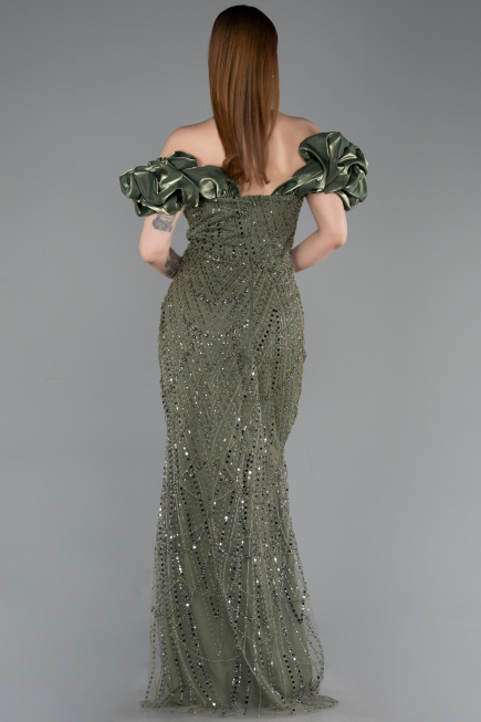 Khaki Abendkleid İm Meerjungfrau-Stil Lang ABU4509