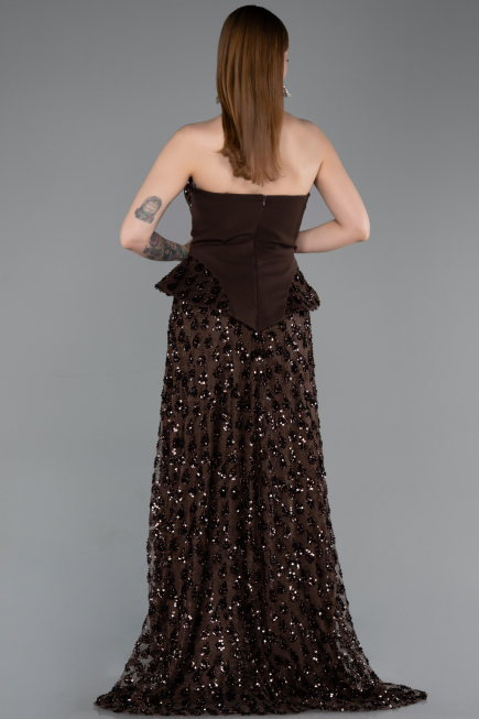 Abendkleid Lang Schuppig Braun ABU6124