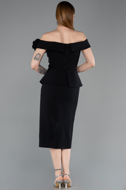 Abendkleid Midi Schwarz ABK2615
