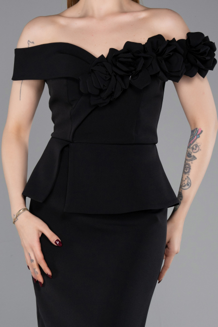 Abendkleid Midi Schwarz ABK2615