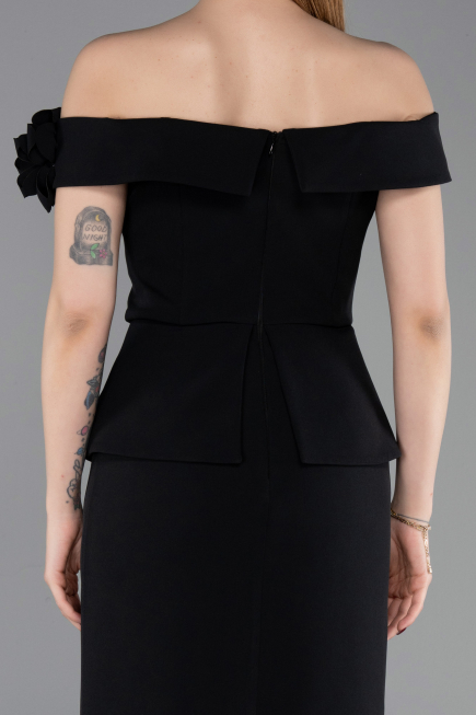 Abendkleid Midi Schwarz ABK2615
