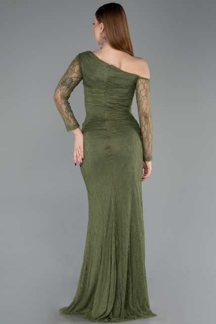 Khaki Standesamtkleid Spitze Lang ABU5618