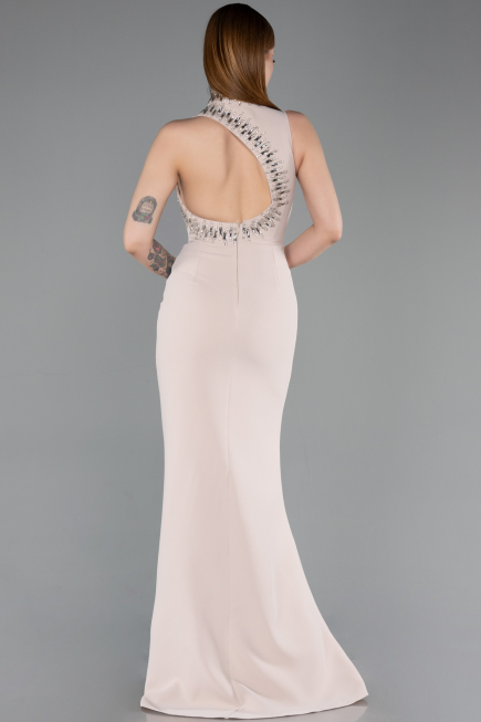 Abendkleid im Meerjungfrau-Stil Lang Beige ABU6128
