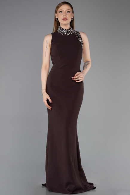 Abendkleid im Meerjungfrau-Stil Lang Braun ABU6128