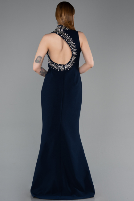 Abendkleid im Meerjungfrau-Stil Lang Marineblau ABU6128